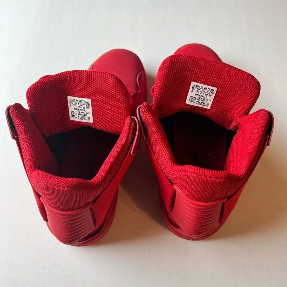 Adidas Men's 8 Red Leather High Top Basketball Sneakers